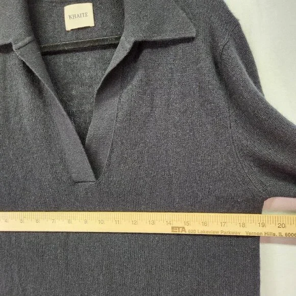 KHAITE Jo Cashmere Longline Sweater Size Small Black Designer Minimalist Tunic